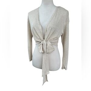 Free People Beach Oatmeal Tie Wrap Crop Top NWT